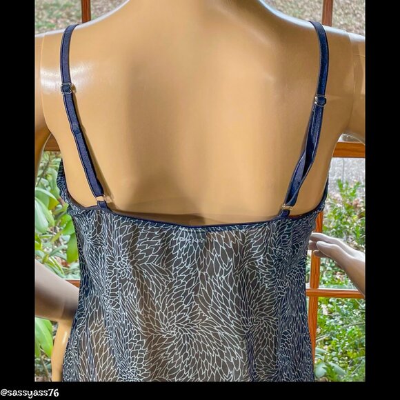 ▪️DKNY▪️Sheer Black & White Flower Petal Pattern Slip Nightie Lingerie - Picture 4 of 6